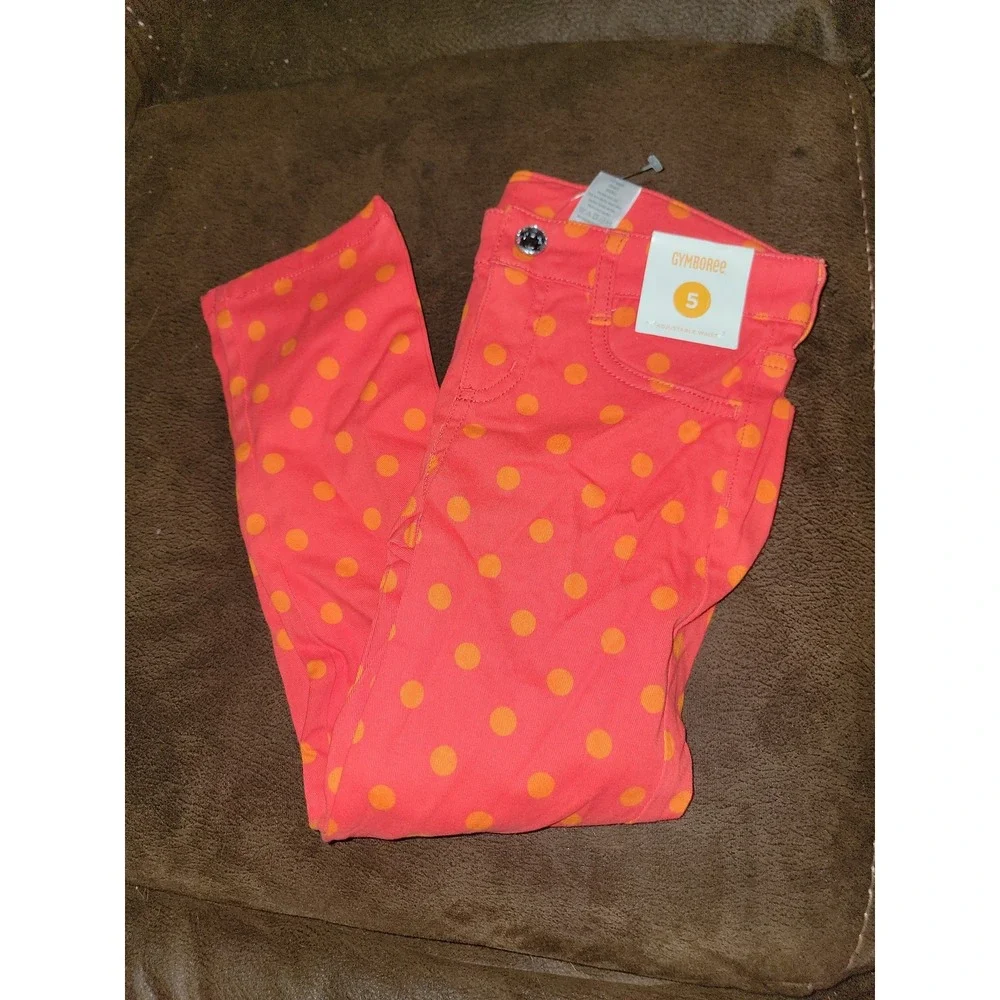 Gymboree color happy‎ orange polka dot pants size 5 nwt